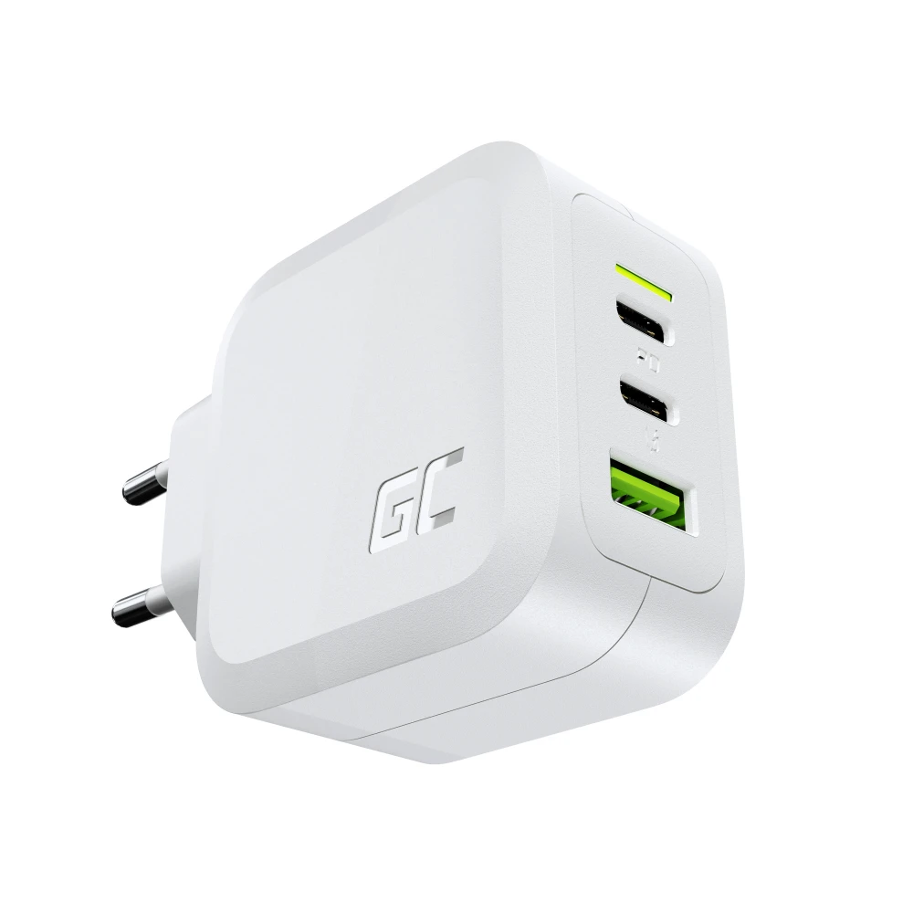 Charger, incarcator retea 240V, Green Cell, 65W GaN GC PowerGan, Fast Charging, Porturi: USB, 2x Type-C