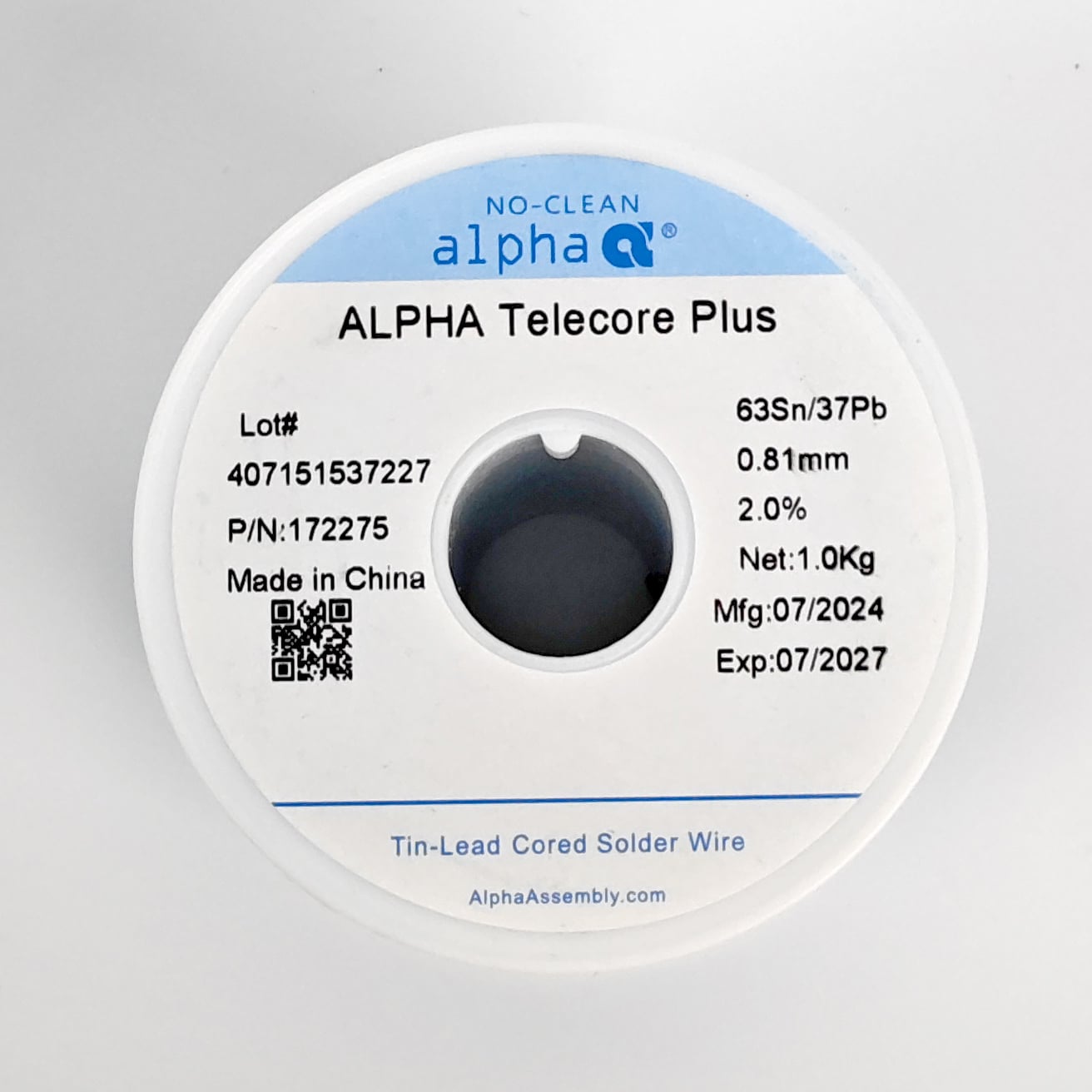 Rola fludor 1kg 63Sn 37Pb, 0.81 mm, Flux 2.0%, Alpha Telecore Plus