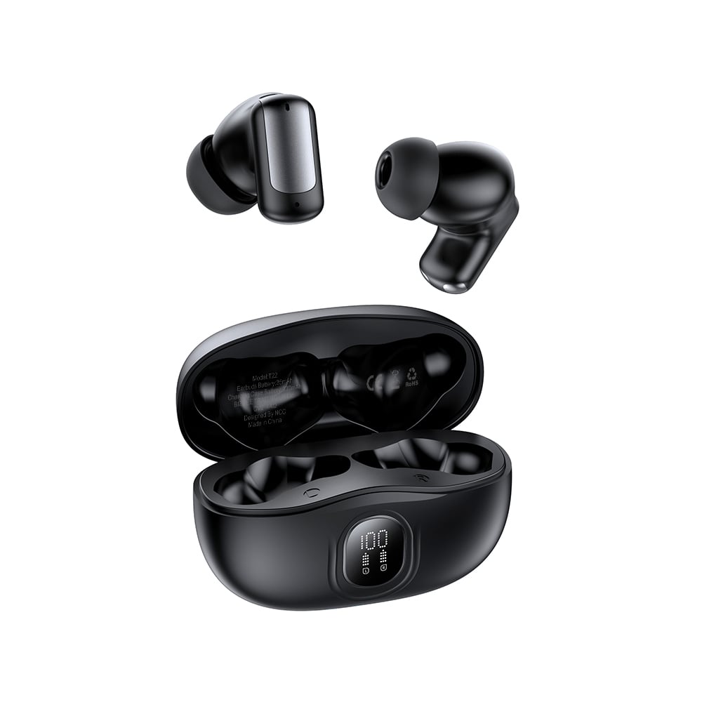 Casti Wireless NCC T22 , ANC, Dual Microfon, Afisaj Digital Negru Garantie 12 luni