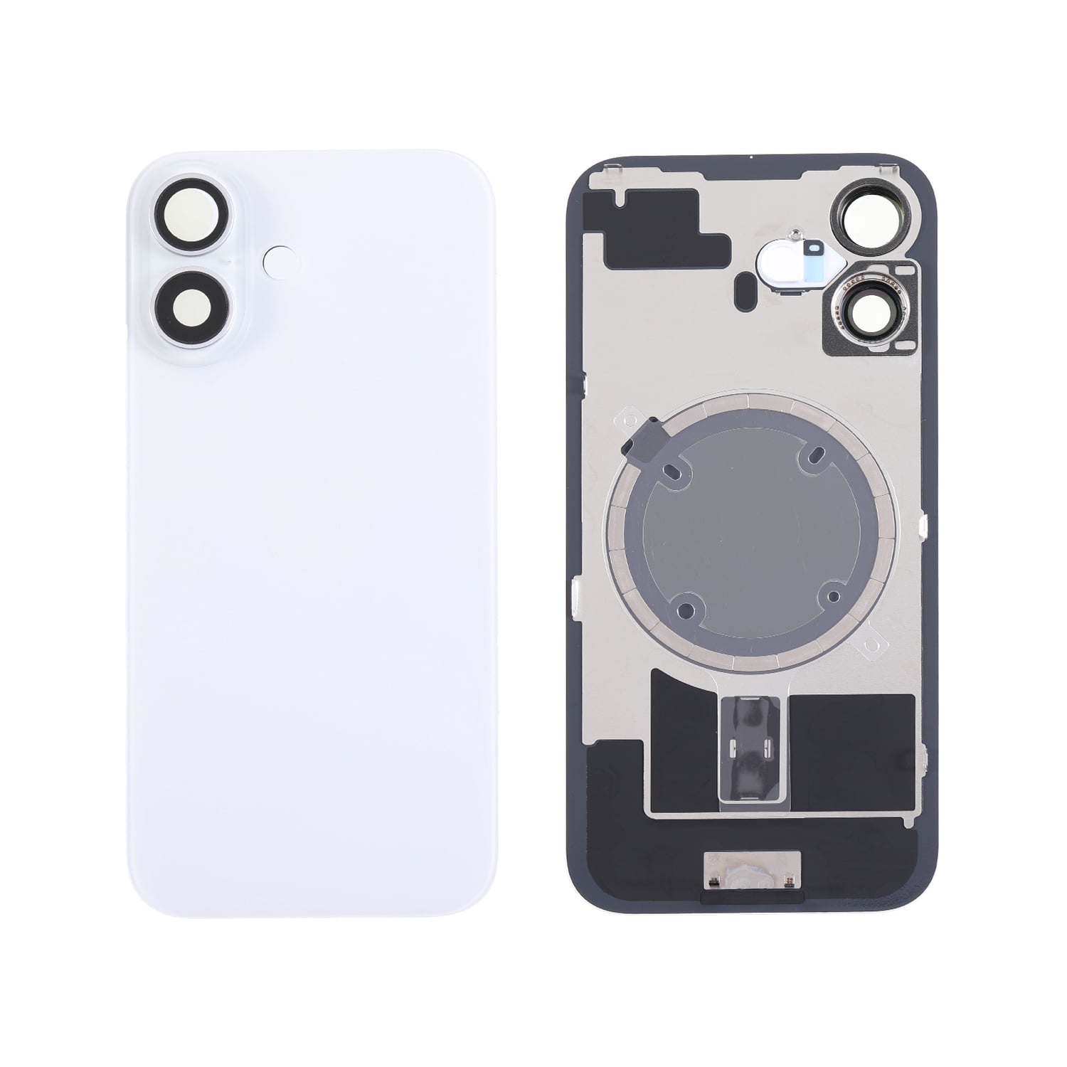 Capac spate sticla iPhone 16 cu magnet, fara NFC, culoare White