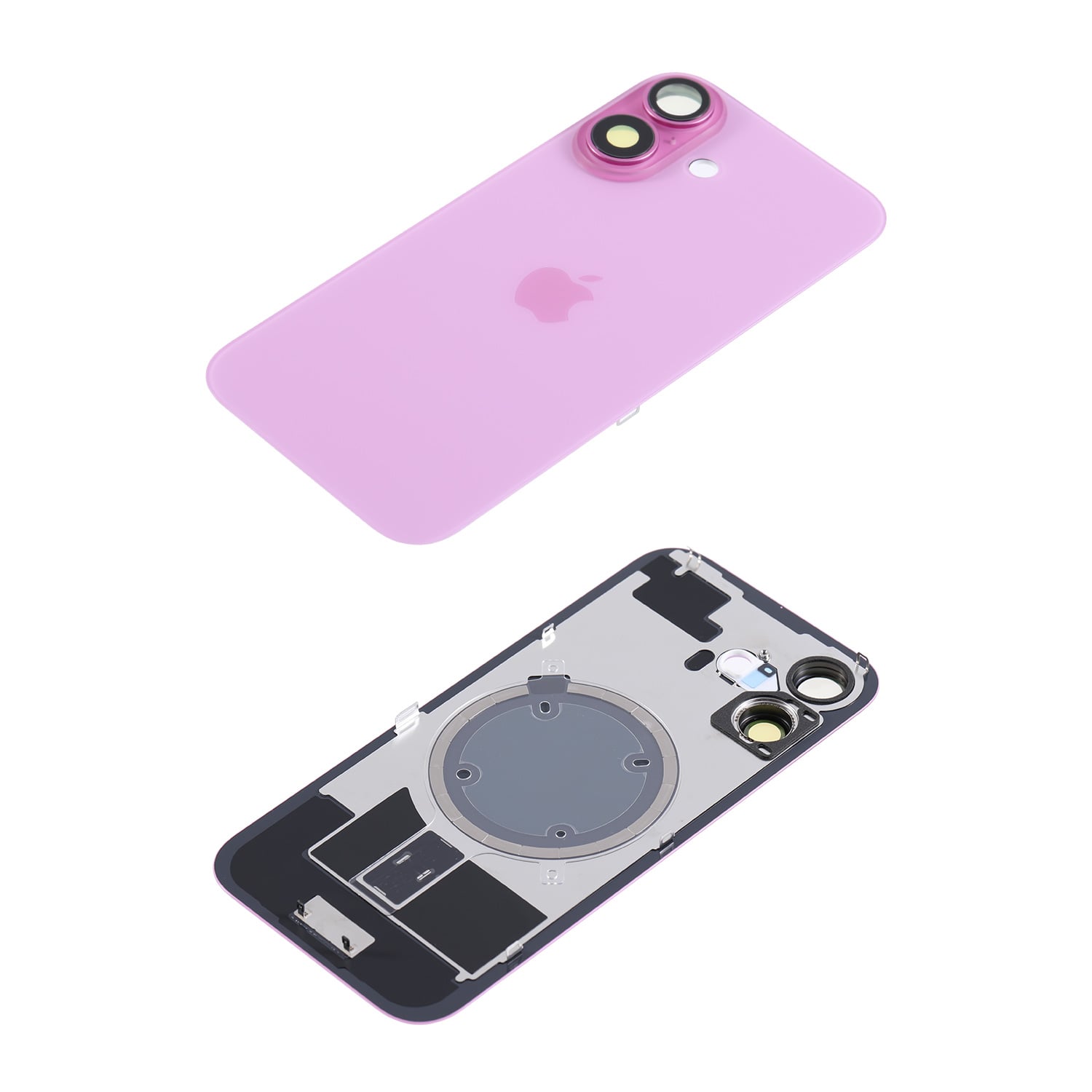 Capac spate sticla iPhone 16 cu magnet, fara NFC, culoare Pink