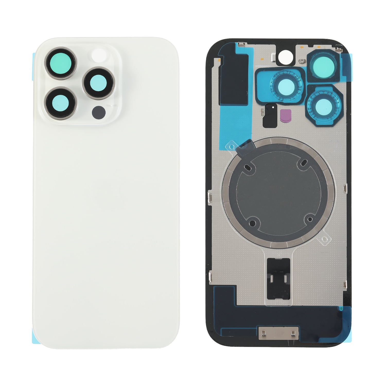 Capac spate sticla iPhone 16 Pro cu magnet, fara NFC, culoare White Titanium
