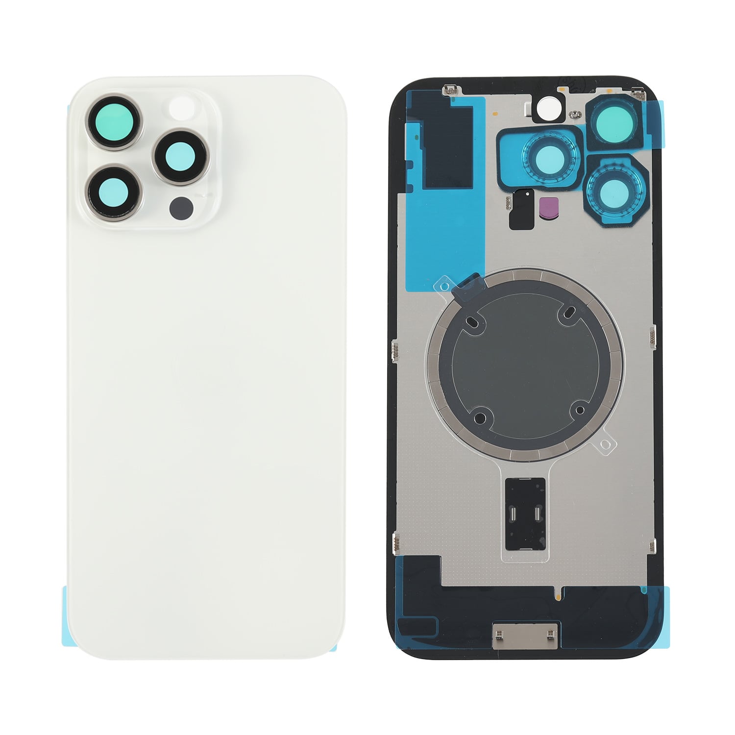Capac spate sticla iPhone 16 Pro Max cu magnet, fara NFC, culoare White Titanium