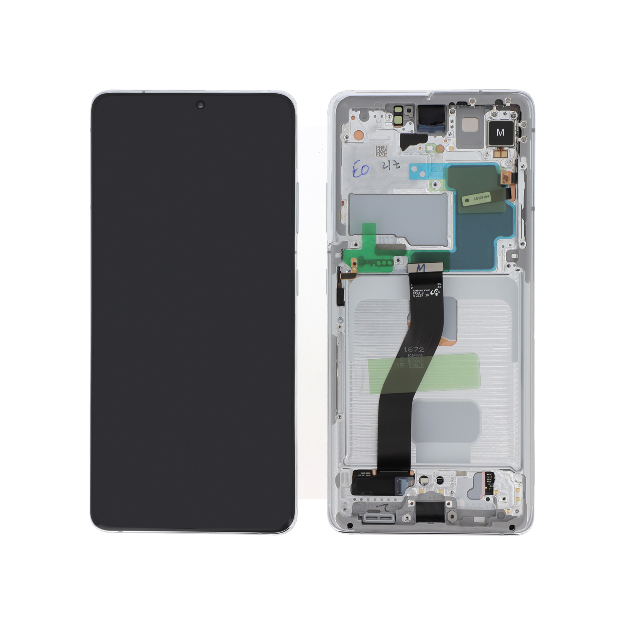 Display complet Samsung Galaxy S21 Ultra 5G (G998B) Silver, fara Cameră frontala, Service Pack