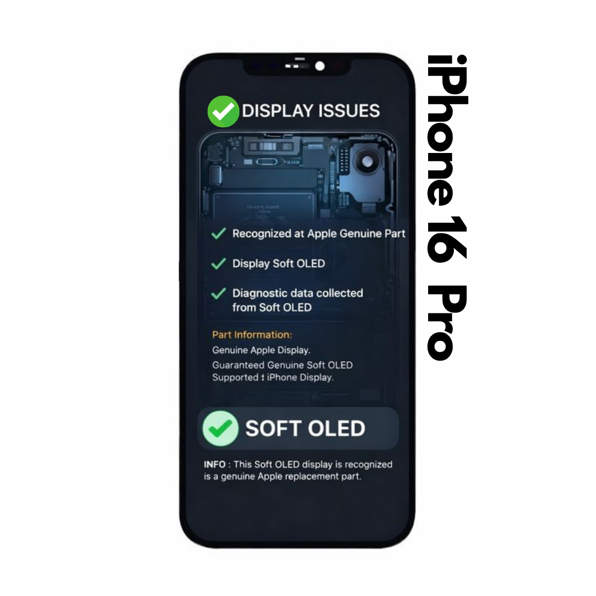 Display complet iPhone 16 Pro 120Hz Soft OLED Prime cu diagnoză
